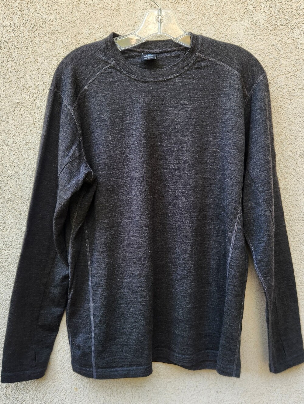 KUHL Men’s Skar Crew Shirt Large Gray 100% Merino Wool Base Layer Outdoors Logo